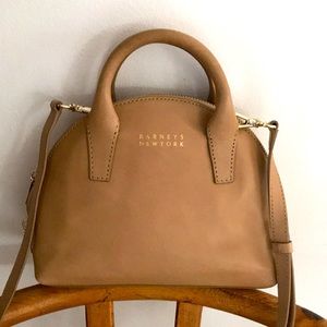 Barneys NY tan min satchel w cross body strap